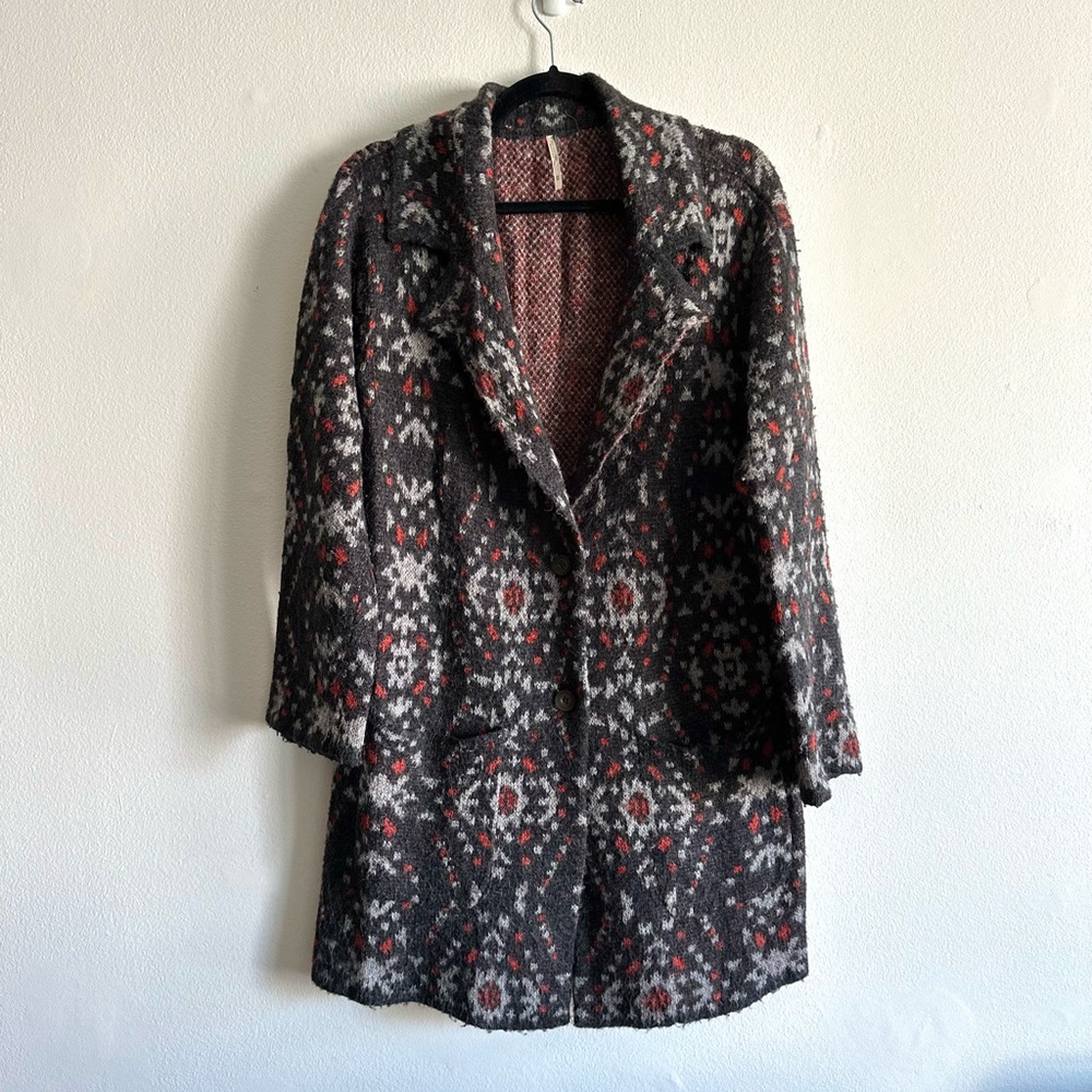 Free People Southwest Geo Print Sweater Jacket